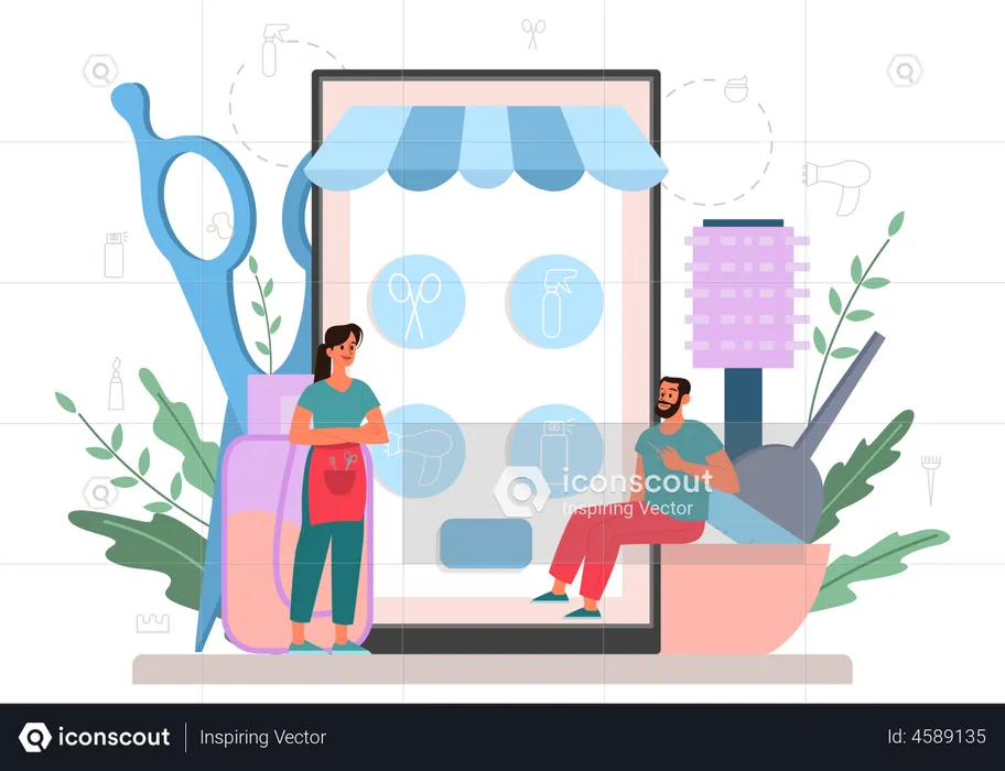 Online-Friseurservice  Illustration