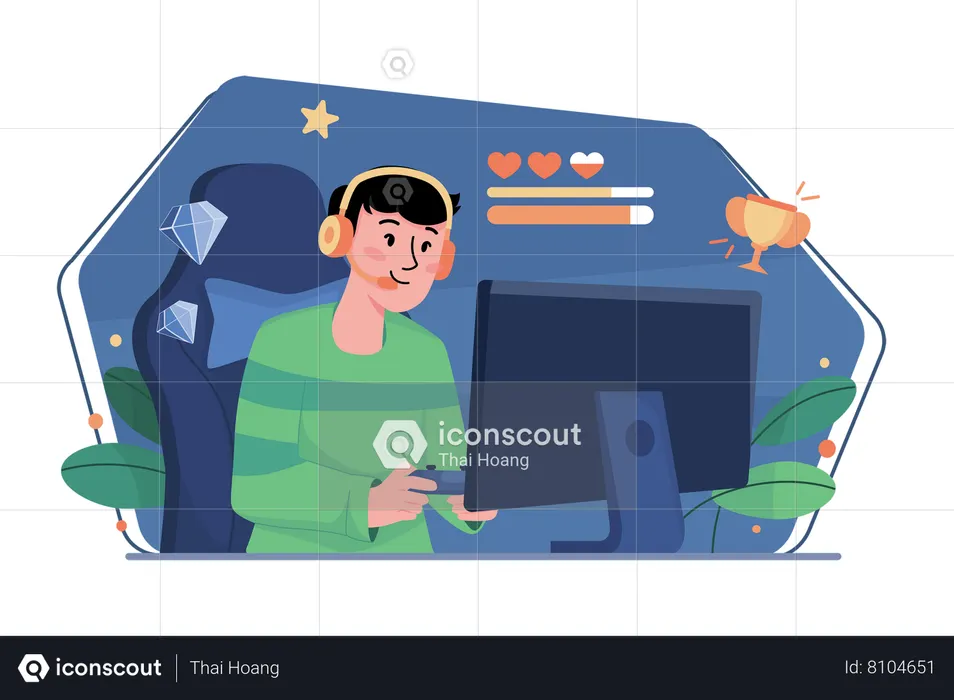 Online Game Streamer  Illustration