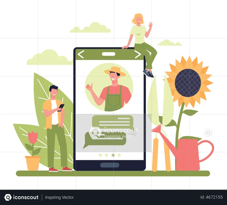 Online Gardening cleaning service  Illustration