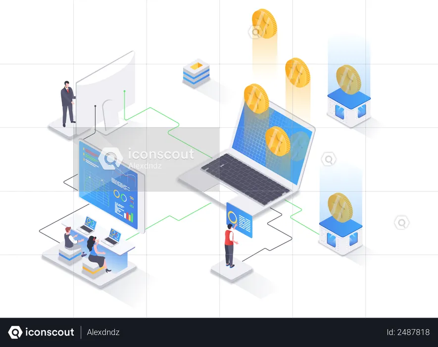 Online-Geldtransaktionen und -Zahlungen  Illustration