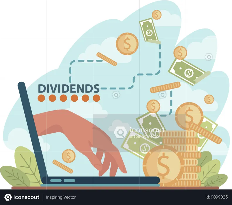 Online getting dividends  Illustration