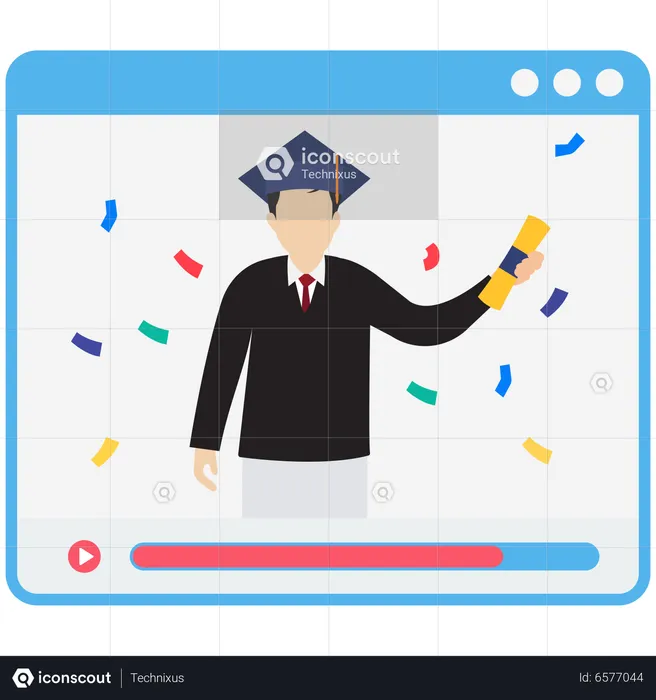 Online Graduating and online degree  Illustration