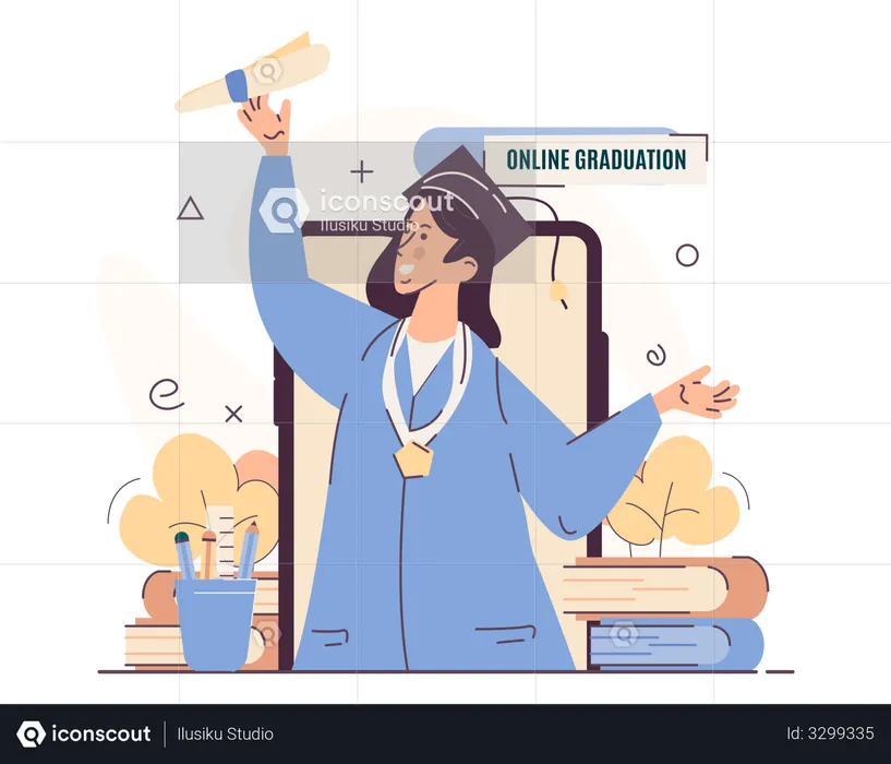 Online graduation celebration  Illustration