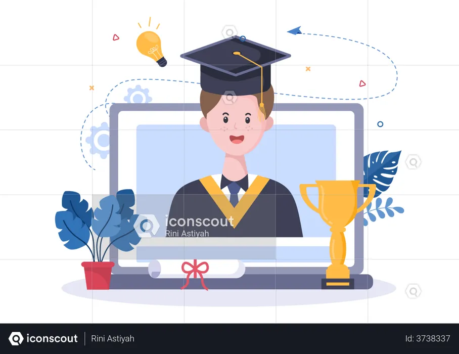 Online-Student im Aufbaustudium  Illustration