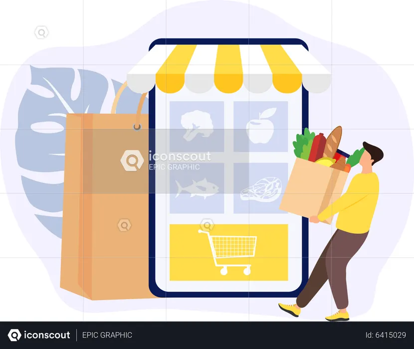 Online grocery app  Illustration