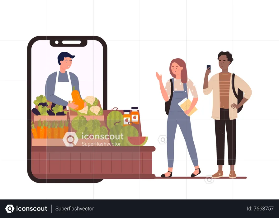 Online Grocery App  Illustration