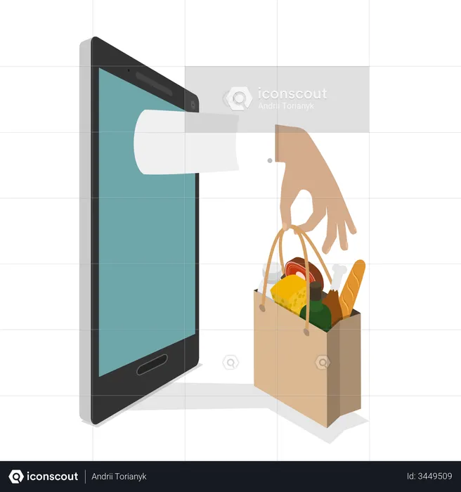 Online Grocery Ordering  Illustration