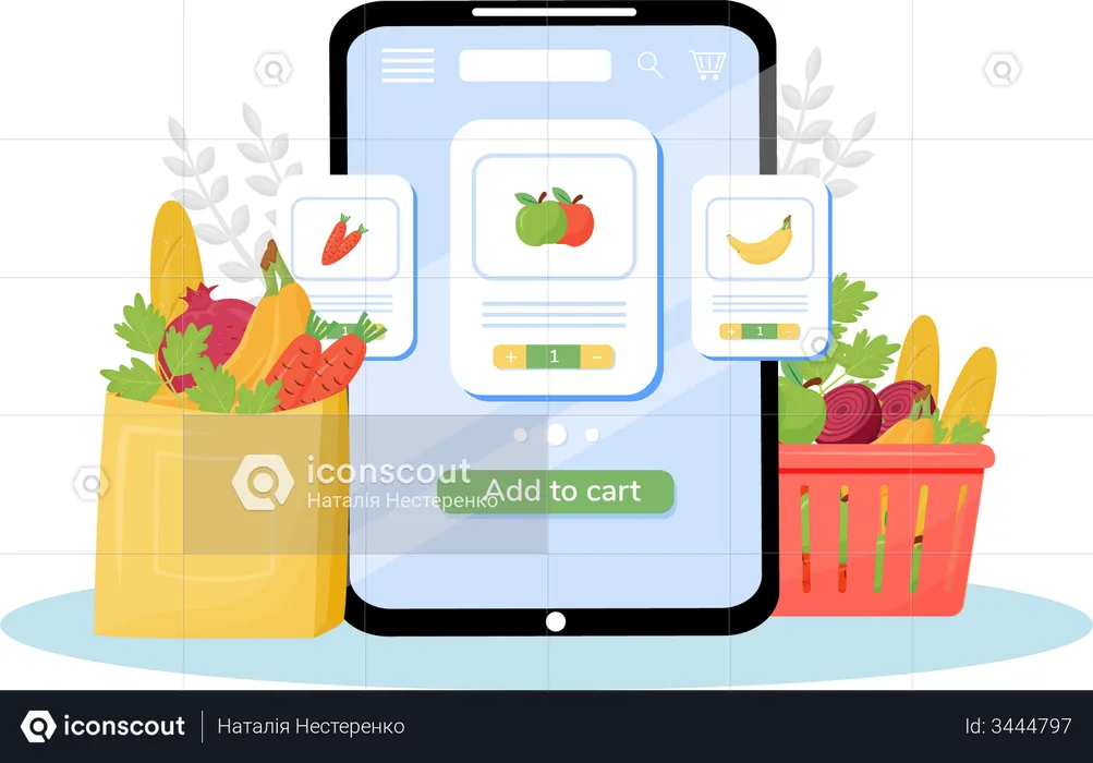 Online Grocery shopping  Illustration
