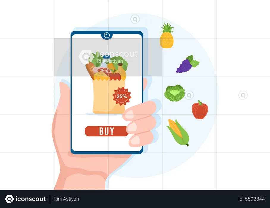 Online Grocery shopping  Illustration