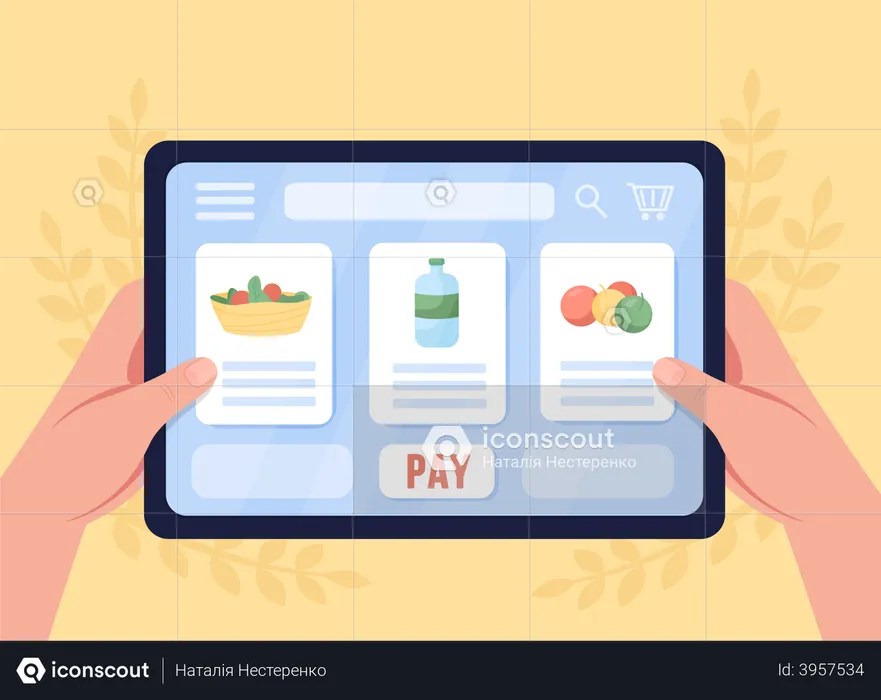 Online grocery shopping  Illustration