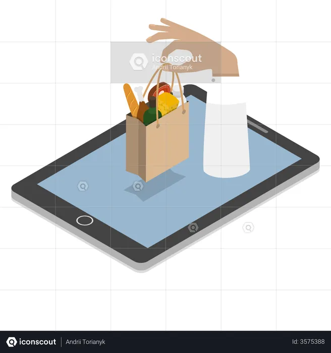 Online Grocery Shopping  Illustration