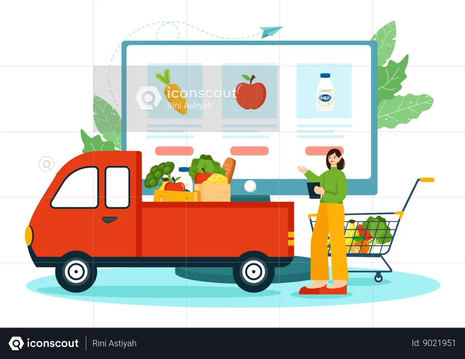 Online Grocery Store  Illustration