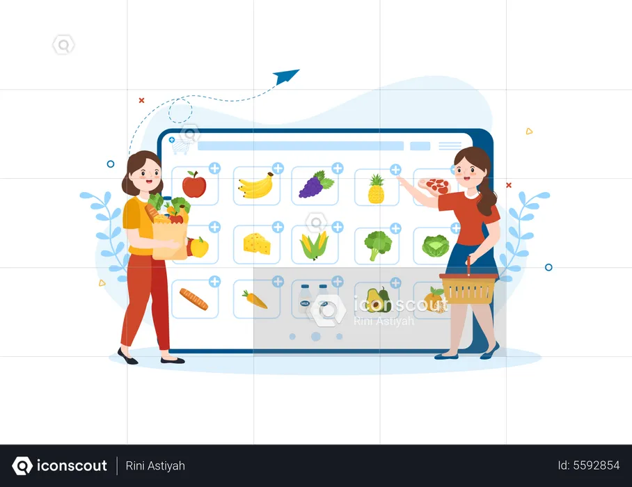 Online Grocery Supermarket  Illustration