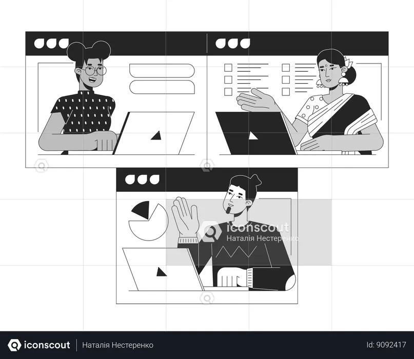 Online group meeting  Illustration
