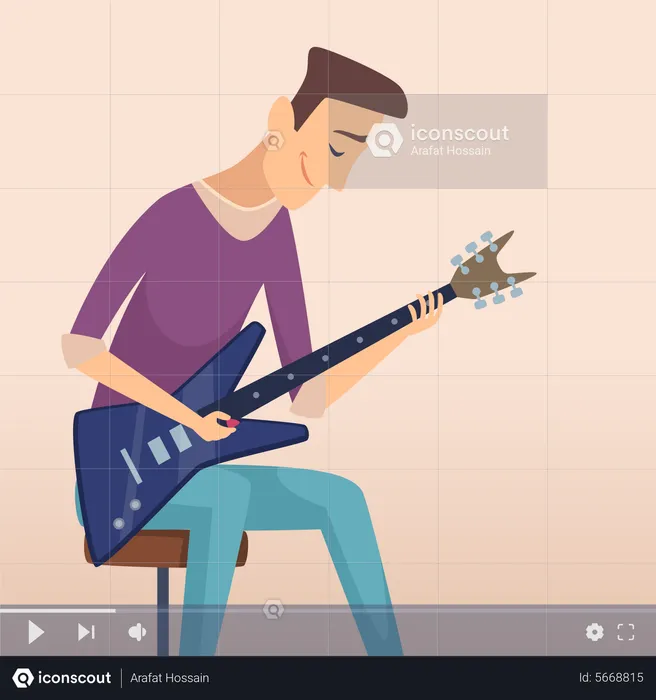 Online Guitar Class  Illustration