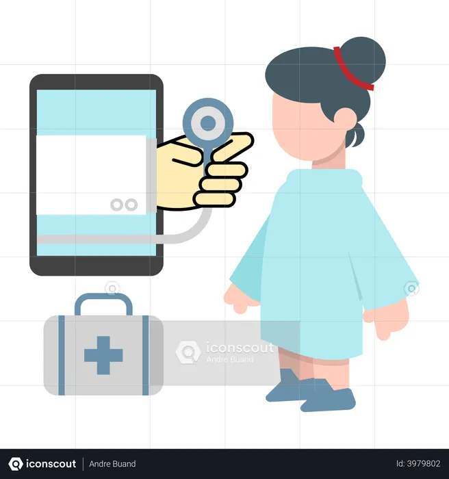 Online health checkup on phone  Illustration