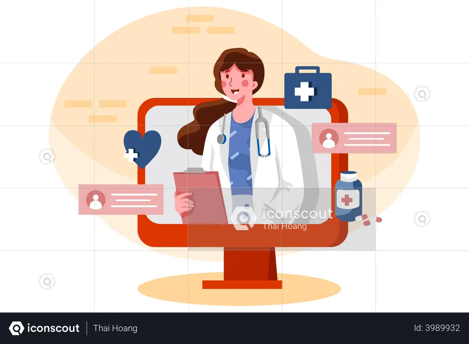 Online Health Consultation  Illustration