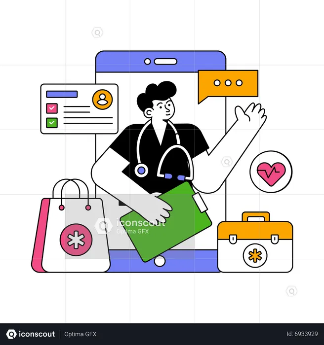 Online healthcare  Illustration