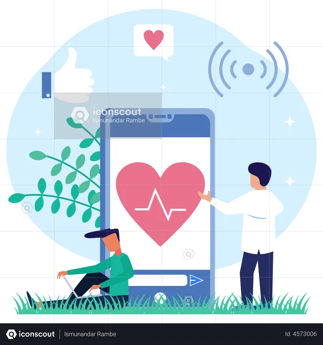 Online Heart Checkup  Illustration