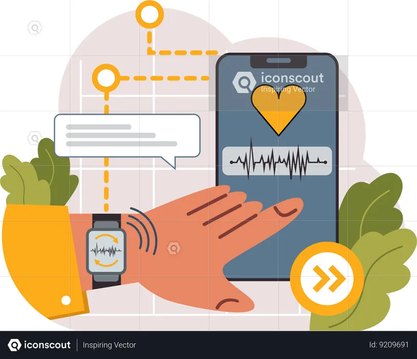 Online heart pulse checking  Illustration