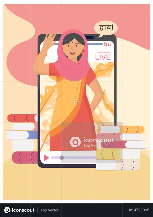 Online Hindi lesson  Illustration