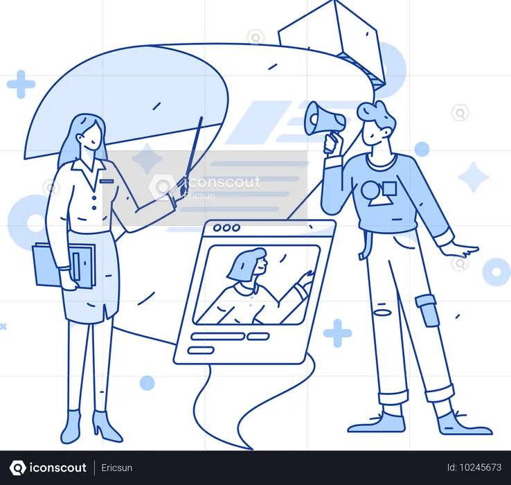 Online hiring form is filled by employee  Illustration