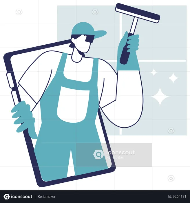 Online Home Cleaning  Illustration
