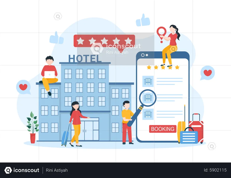 Online Hotel review  Illustration