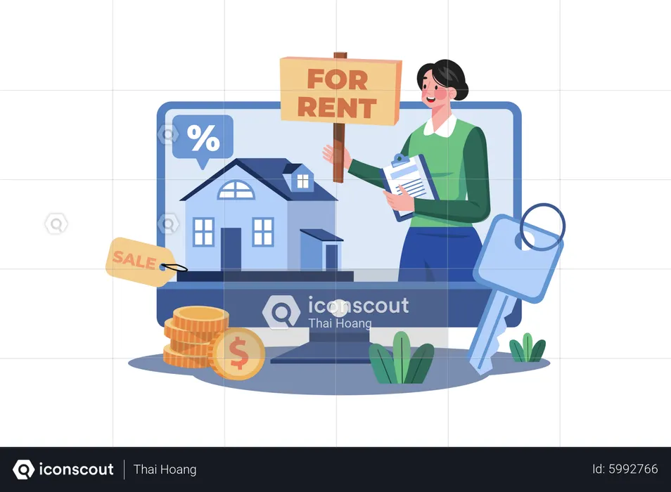Online house rental service  Illustration