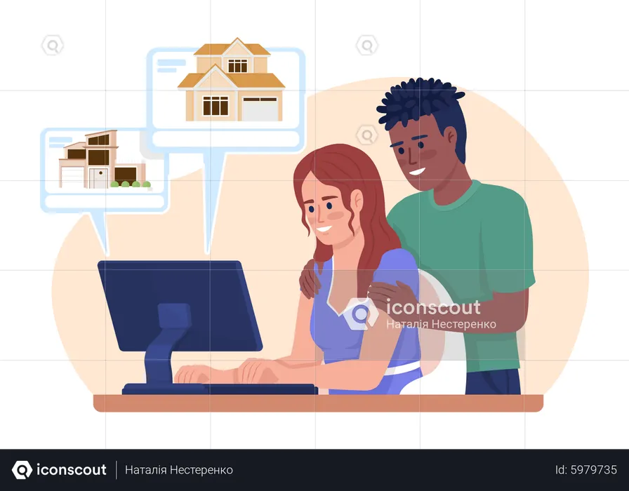 Online-Immobiliensuche  Illustration