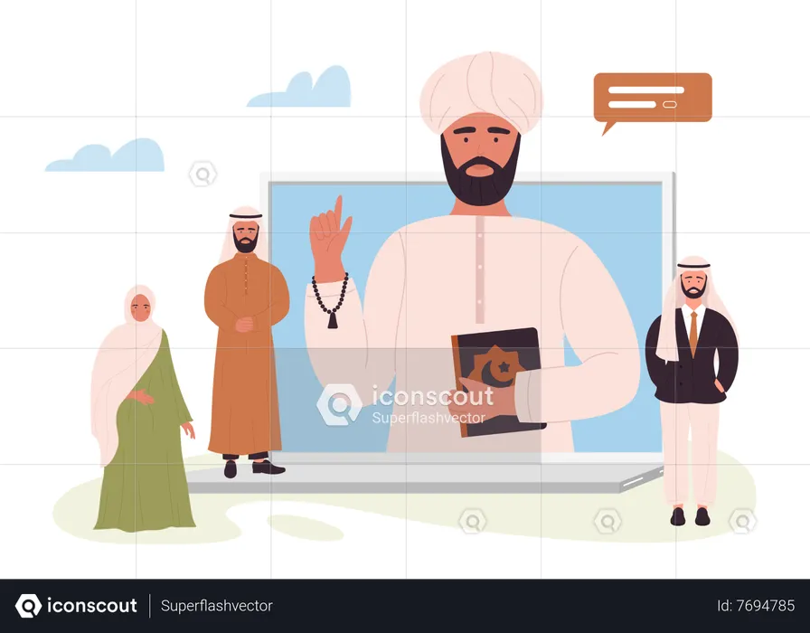 Online Islamic prayer  Illustration