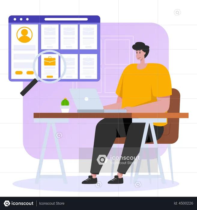 Online Job Research  Illustration