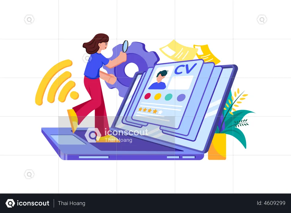 Online Job Research  Illustration