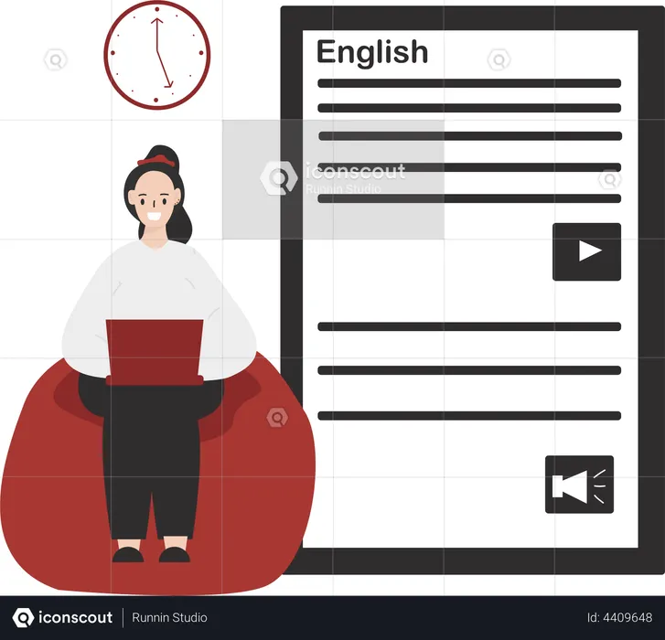 Online Language Course  Illustration
