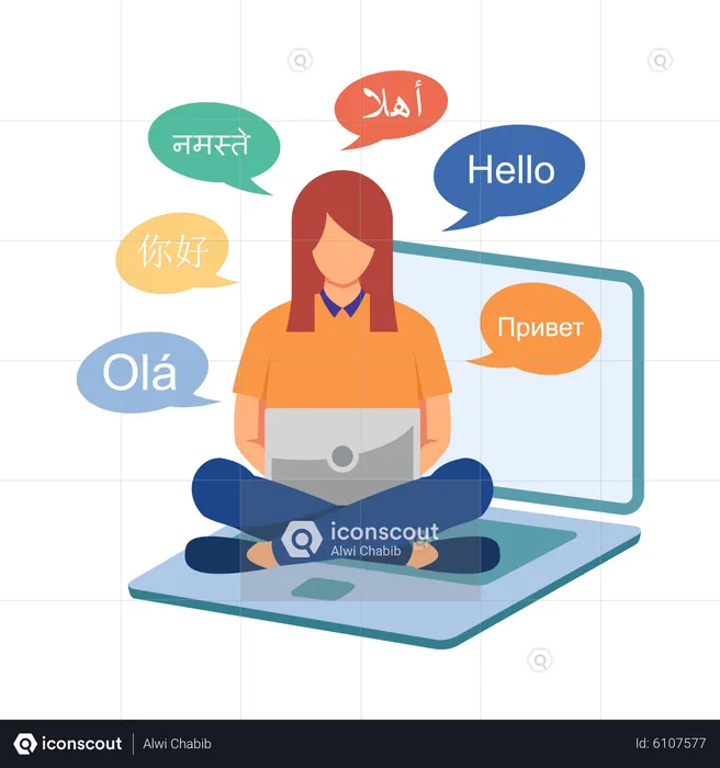 Online language translation  Illustration