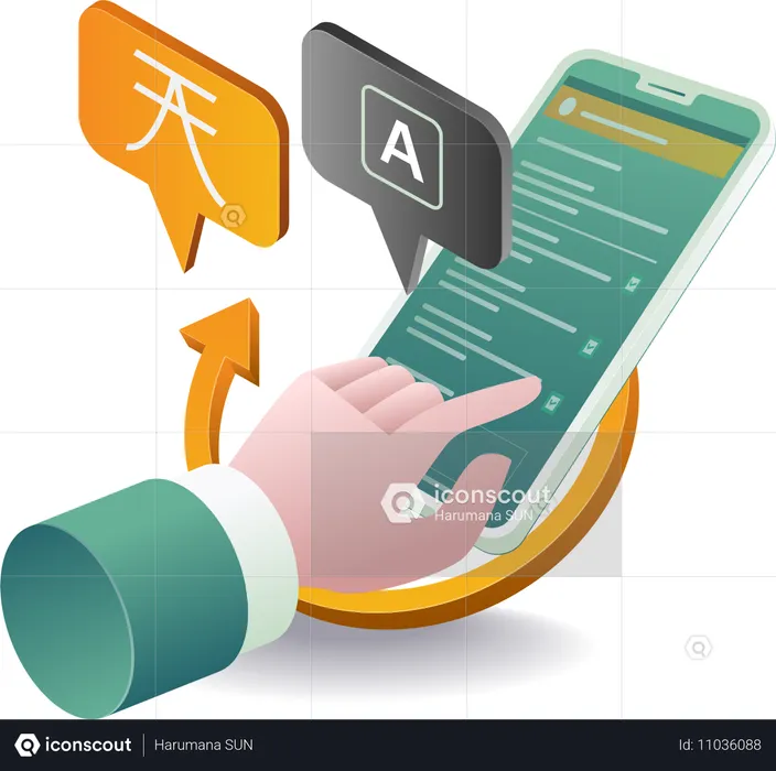 Online language translation application technology  Illustration