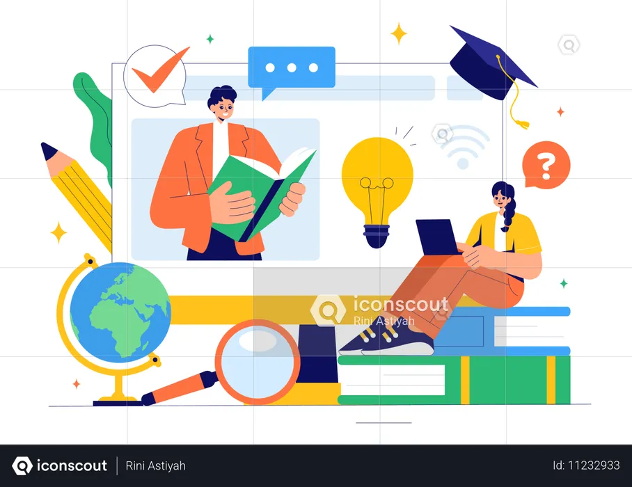 Online Learning and Education  Illustration