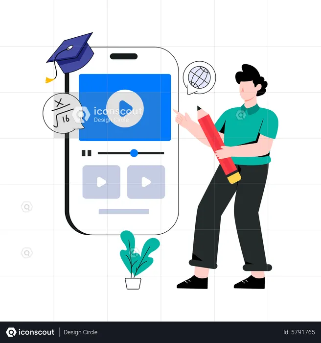Online Learning App  Illustration