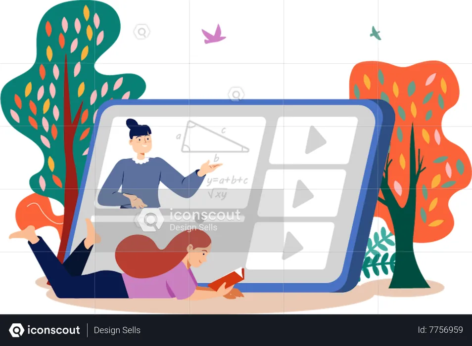 Online learning at home  Illustration