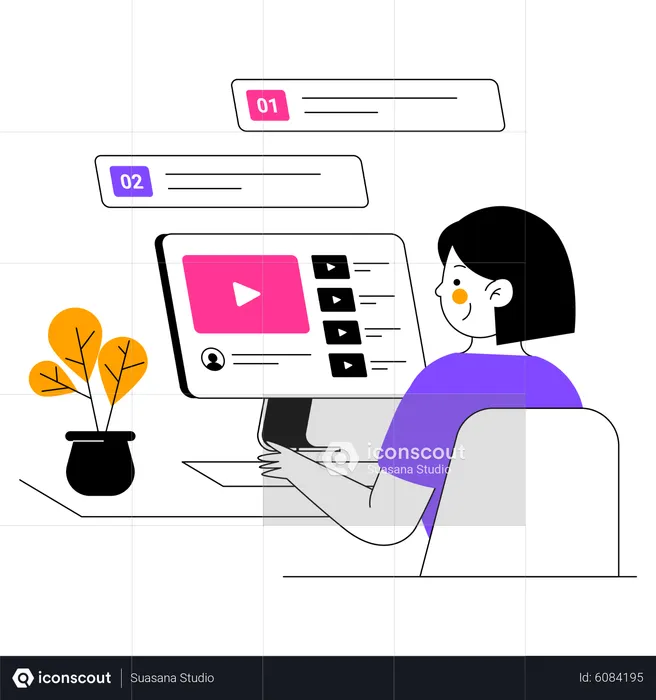 Online Learning by Watching eCources  Illustration