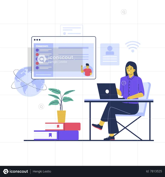 Online learning classroom  Illustration