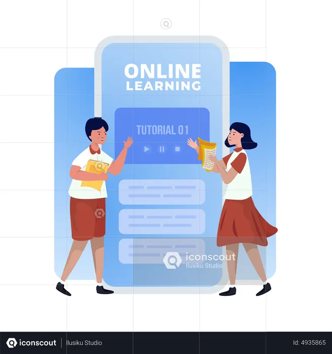 Best Online Learning Tutorial Illustration download in PNG & Vector format