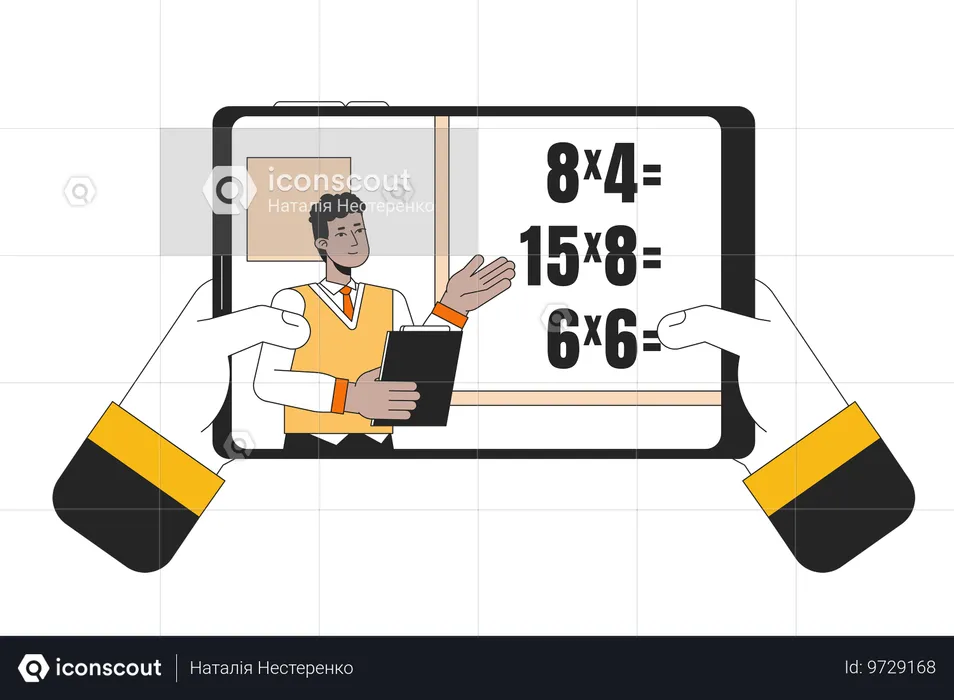 タブレットでのオンラインレッスン  イラスト