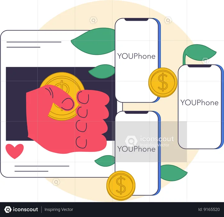 Online making money on selling mobile  Illustration