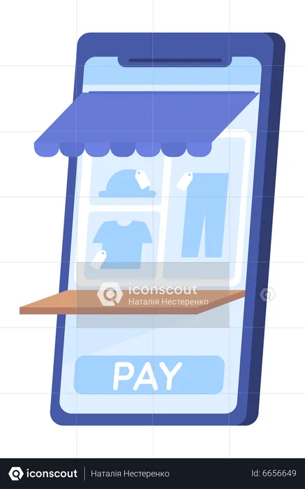 Online marketplace website on mobile phone  Illustration