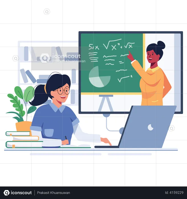 Online Math Class  Illustration