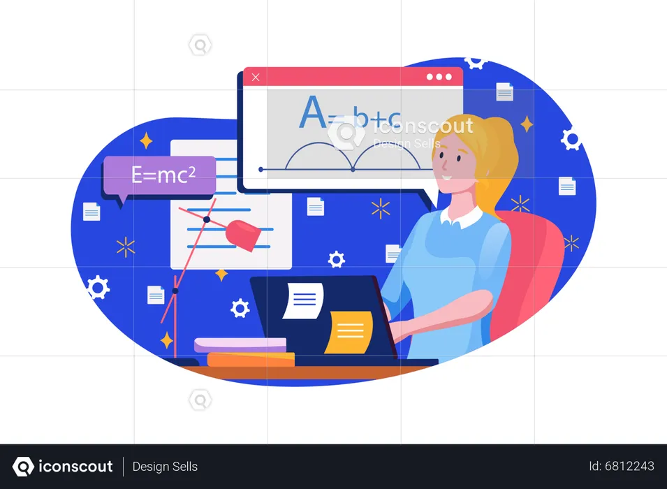 Online math learning  Illustration