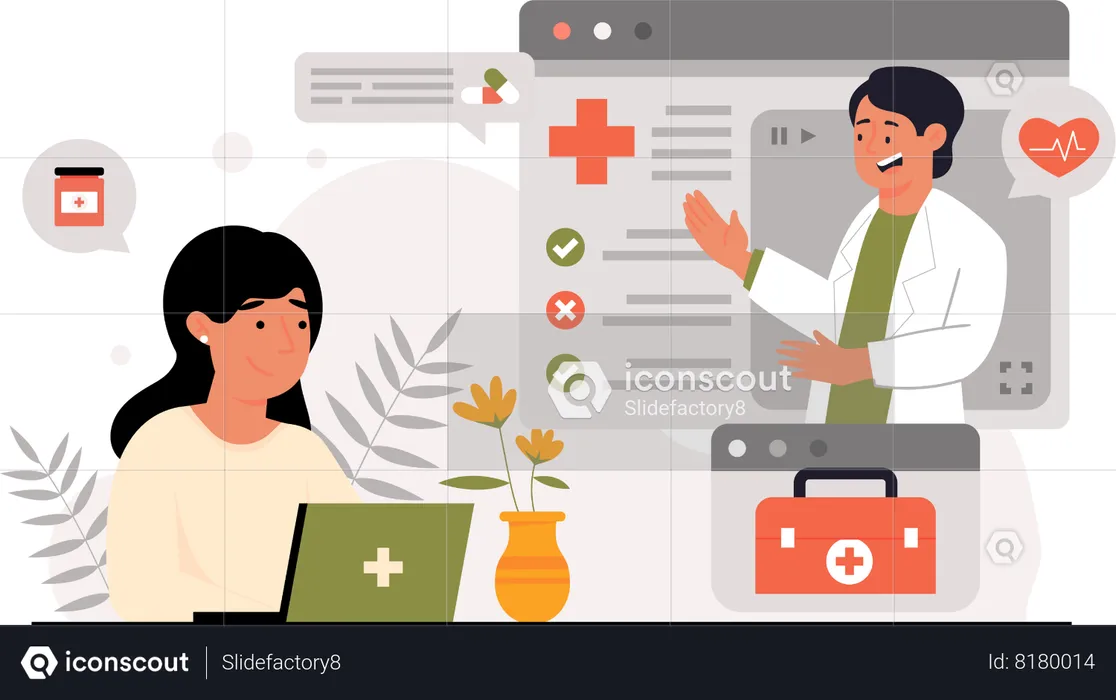 Online Medical Consultation  Illustration
