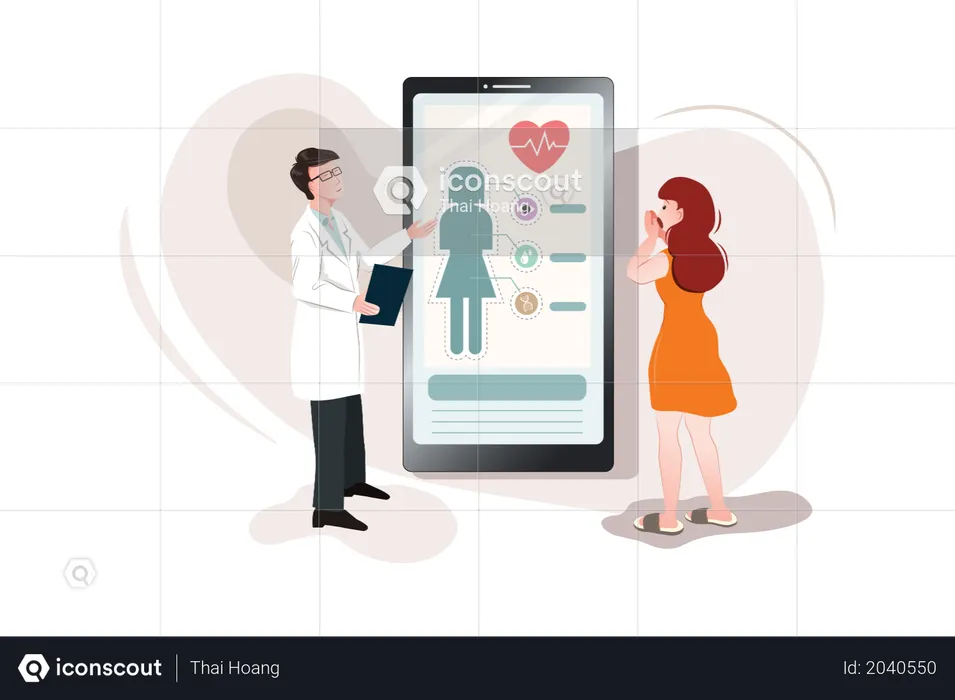 Online medical consultation and technology concept  Illustration