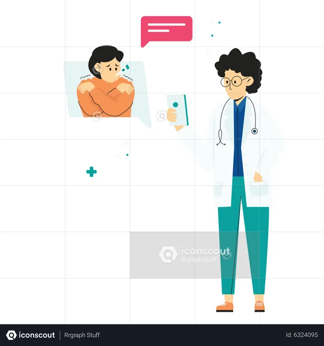 Online Medical Consultation With Doctor  Illustration